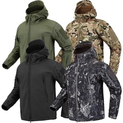 Men Army Jackets Outdoor Hiking Coat Male Tactical Waterproof Windbreaker Mens Shark Skin SoftShell Jacket Airsoft Camping