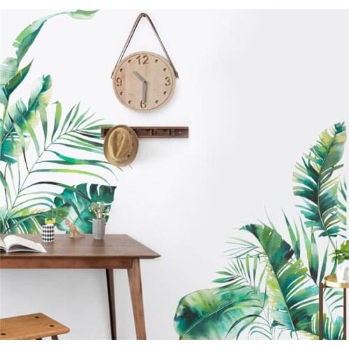 Wall Sticker For Bedroom Living Room Tropical Vegetation Series Home Decoration Mural Sofa Background Wallpaper Green Stickers