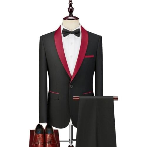 Slim fit Formal Men Suits for Boyfriend Groom Wedding Tuxedos 2020 2 piece Business Male Suit Jacket with Pants Ready in Stock