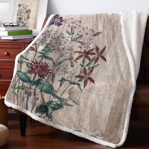 Retro Flower Wood Grain Blanket for Beds Sofa Fleece Throw Blanket Winter Bedclothes Bedspread Cashmere Blanket
