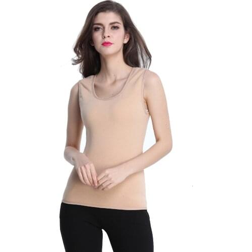 Autumn And Winter Thermal Vest Underwear Women Ultra Soft Fleece Lined Camis Sleeveless Shirt Tops