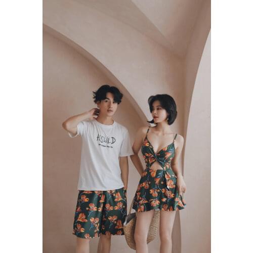 Couples Swimsuit Men Swim Shorts & Women Skirt Swimwear Quick Dry Beach Pants Swimming Surfing Board Shorts