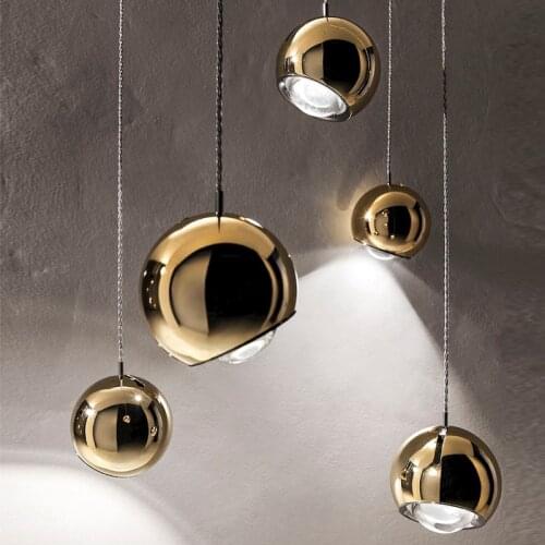 Simple Gold or Chrome LED Pendant Light For Bedroom Bedside Bar Dining Room Modern Nordic Round Acrylic Designer Hanging Lamp