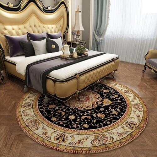Retro American Style Round Carpets for Living Room Bedroom Persian Round Rug Ethnic Boho Bedside Mat Europe Vintage Chair Rug