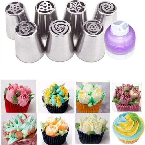 Russian Pastry Nozzle Cream Icing Piping Stainless Steel Nozzles 1Pcs Coupler Decorating Tips Set Cake Confectionery Decorating