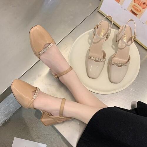 Square toe platform high heel sandals women 2020 summer new Korean style all-match fashion womens shoes