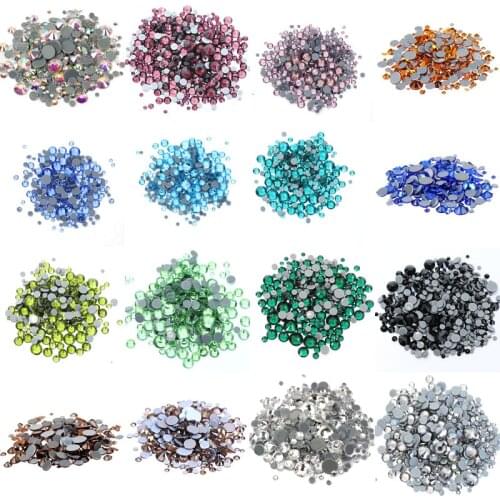 1000pcs Mixed Size SS6 to SS30 Hot Fix Rhinestones Crystal AB Flatback Glass Hotfix Rhinestone Glass Strass For Garment B0972
