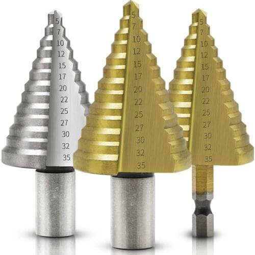 HSS 4241 Stepped Drill Bit 5-35mm Titanium Metal Wood Hole Core Drilling Stage Mini Multifunction Joinery Power Tool Accessories