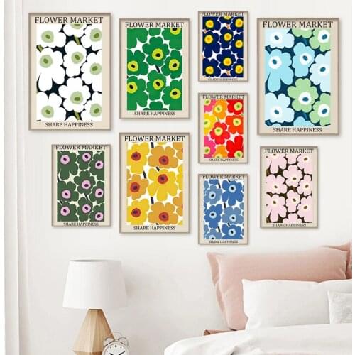 Vintage Flower Market Abstract Poster Illustration Nordic Print Canvas Painting Wall Art Picture for Living Room Home Decoration