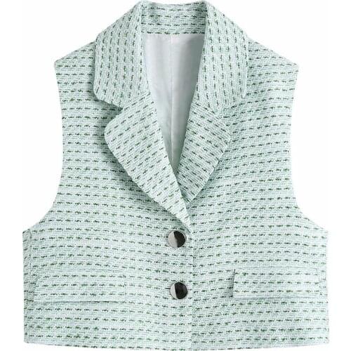 BBWM WOMAN 2021 summer womens clothing new casual fashion suit collar button trim short vest vest vest coat