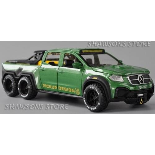 1:28 Diecast Metal Car Model X-Class EXY 6X6 Concept Pickup Design Truck Replica Pull Back Toy With Sound & Light