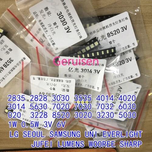 170PCS 200 260 1000-3000PCS SMD Cold white TV Backlight Beads 2835/3030/3535/3014/5630/6030/7020/7030/7032 1W/0.5W LED 3V/6V LG