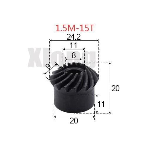 2pcs 1.5M-15 Teeths Inner Hole: 8mm Ration Precision Spiral Bevel Gear Spiral Bevel Gear