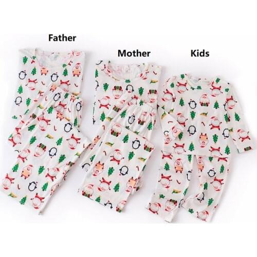 2021 Christmas Family Matching Pajamas Mother Daughter Father Son Sleepwear Santa Claus Penguin Tree Top+Pants Family Sleepwear