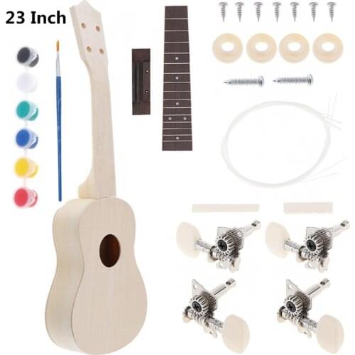 23 Inch Beautiful Ukulele DIY Kit Rosewood Fingerboard Hawaii Guitar for Handwork Painting Parents-child Campaign