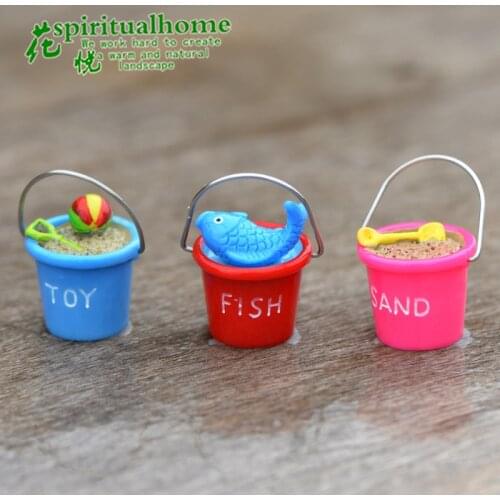 3pcs Moss Micro Landscape Furnishing Articles Furnishing Articles Beach Bucket Seascape DIY Assembly DIY Miniature Figurines