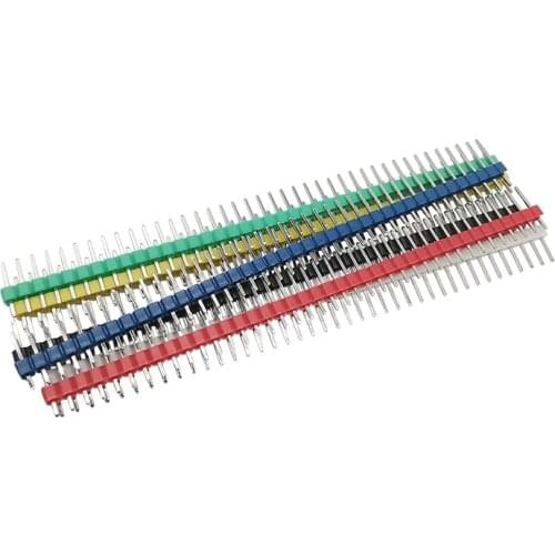 30Pcs Six Colors 40 Pin Straight Breakable Pin Header 2.54mm Single Row Male Header PCB Pin Strip Connector Kit for Arduino