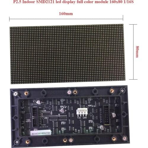 64*32pixels P2.5 1/16 Scan Indoor SMD2121 3in1 RGB full color 160*80mm LED module for indoor LED display screen