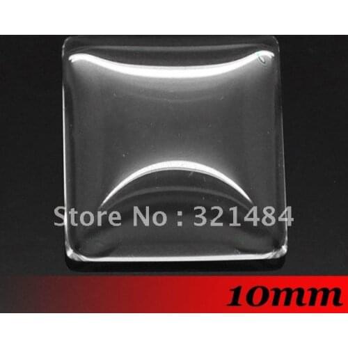 Free ship! 10mm 500PCS Flat back Square Clear Glass Cabocon Glass Dome Seals Cameo For Pendant Settings