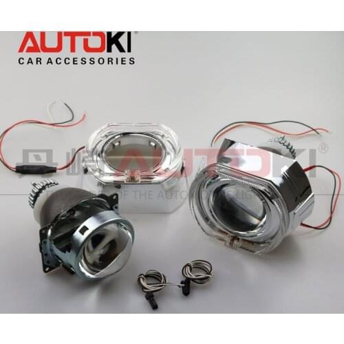 Free Shipping H4 Projector Lens 3Inch Q5 Koito D2H HID Bi-xenon Projector Lens+ LED DRL light Guide Shroud for Car headligh