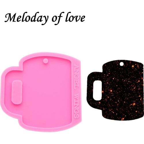 Shiny glass cup molds for keychain DIY epoxy model resin key keychains moulds silicone custom keychain mold DY0140