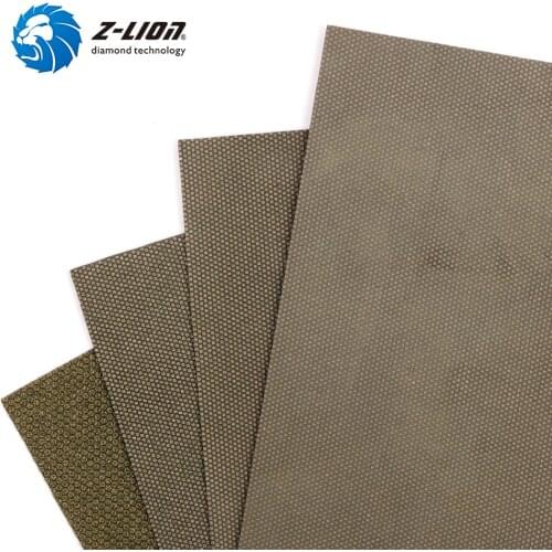 Z-LION 4PCS/Lot 120*180mm Diamond Sanding Paper Wet Dry Polishing Sheets Glass Ceramics Concrete Marble Hand Grinding Sandpaper