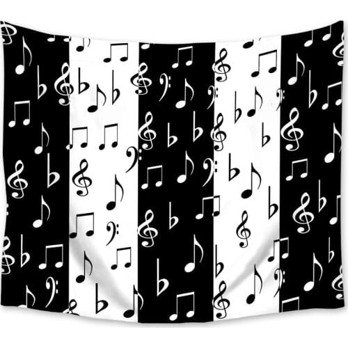 Black White Piano Note Tapestry Wall Hanging Polyester Music Tapestries Home Bedroom Decor Bedspread Beach Mat Blanket Yoga Mat