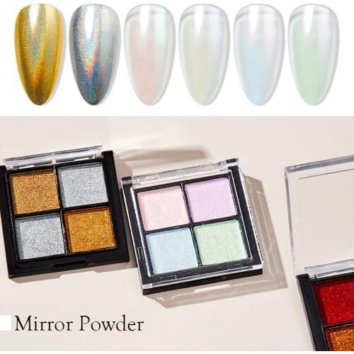 Four Color Magic Mirror Powder Nail Art Glitter Powder Holographic Aurora Chrome Pigments Dust Gel Decorations Manicure Tool