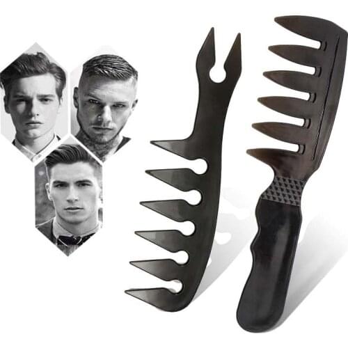 Men Oil Head Comb Wide Tooth Fork Comb Professional Hairdressing Texture Comb Barbershop Accessories Hair Oil Head Styling Tools