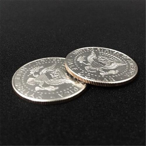 Double Side Coin (Both Side in Tails or Head,Made By Real Half Dollar Coin) Magic Tricks Close Up Gimmick Props for Magician