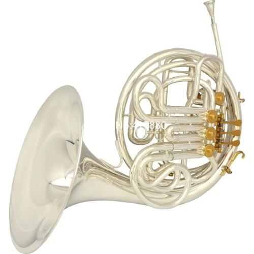 Brand new French Horn Bb/f Sliver Plated Gold 4 Keys Professional musical instruments with Csae Accessories Free Shipping