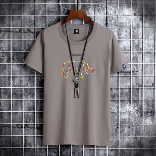 2021 NEW Rhinoceros Printing 100% cotton Men T Shirt Hip-Hop Cotton T-shirt O-neck Summer Male Causal Tshirts Fashion Loose Tees
