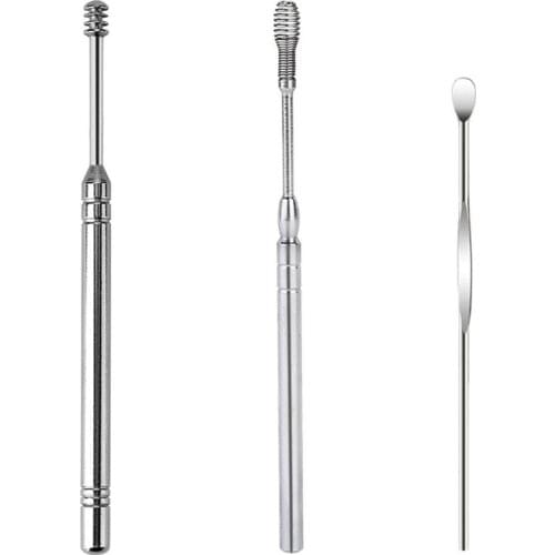 6Pcs Stainless Steel Ear Wax Removal Tools Spiral Spring Curette Earpick Spoons U2JD