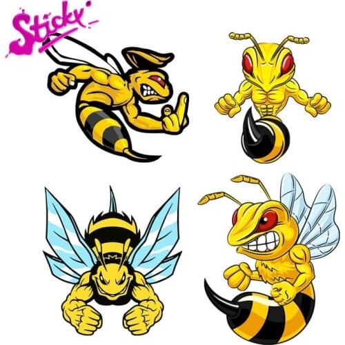 STICKY Cartoon Styling Strong Angry Bee Bumblebee Anime Car Sticker Decal Decor Motorcycle Off-road Laptop Trunk Guitar