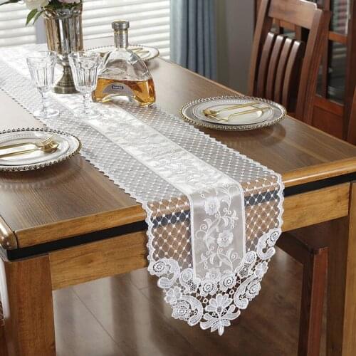 Embroidered Table Runner Silk Lace Table Cover For Wedding Banquet Decor Multi-size Kitchen Dining Table Runner camino de mesa
