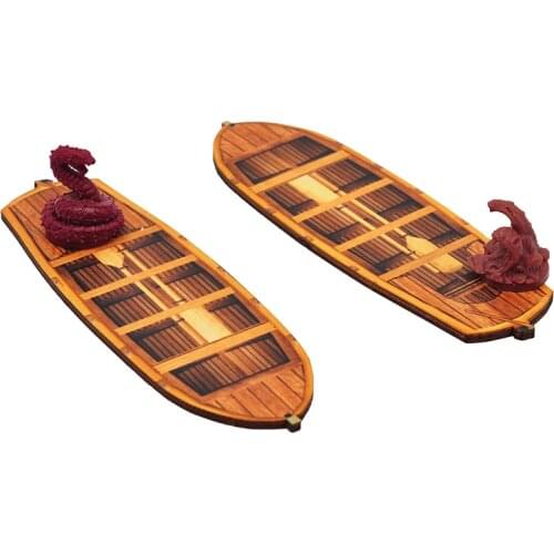 Rowboat Set of 2 Wood Laser Cut with Color Printing Boat Terrain Map for Dungeons and Dragons