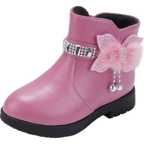 Fashion Kids Girls Boots Autumn Winter Windproof Walking Shoes Children PU Leather Martins Ankle Bootie Outdoor Rainy Shoes