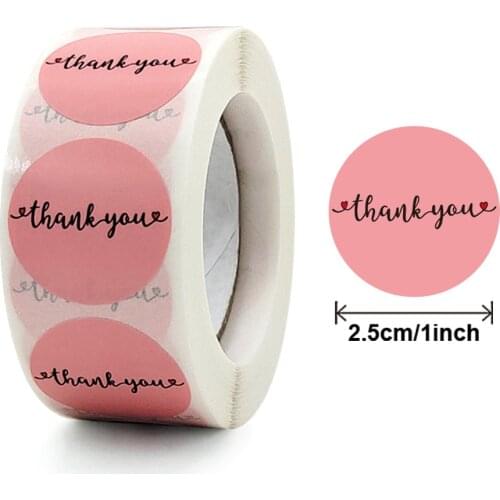 50-500Pcs Thank You Stickers Pink Paper Labels Scrapbooking For Wedding Gift Business Packaging Seal Labels Stationery Sticker