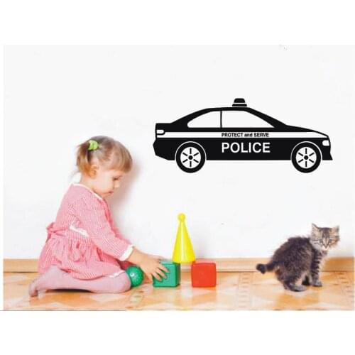 Wall Decal Vinyl Sticker Car Police Protect And Serve For Kids Boys Room Wall Paper Art Decor Design Removable Mural DIY WW-281