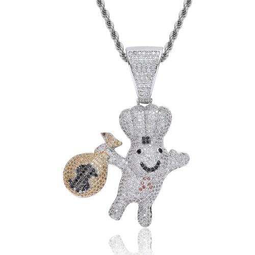 Hip Hop Purse Little Chef Pendant Necklace With Chain New Arrival Fashion AAA Zircon Rapper Mens Necklace