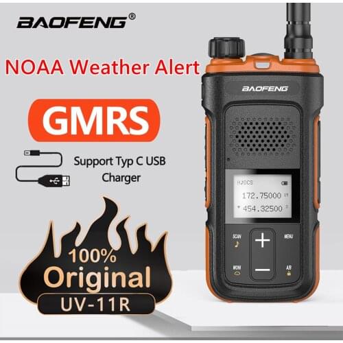 BAOFENG UV-11R GMRS NOAA Weather Alert Long Range Walkie Talkie VOX Flashlight Support Type-C Recharge Ham Two Way Radio