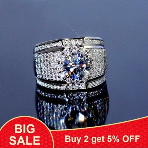 Luxury Male Female Zircon Stone Ring Silver Color Love Wedding Rings Promise Love Engagement Rings For Men And Women