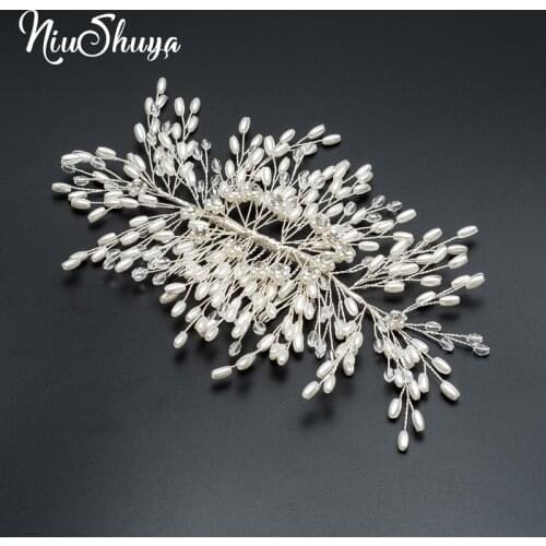 NiuShuya Luxury Hair Combs For Bride Pearls Headpieces Bridal Hair Pins Accessories Wedding Noiva Comb Large Haircomb barrettes