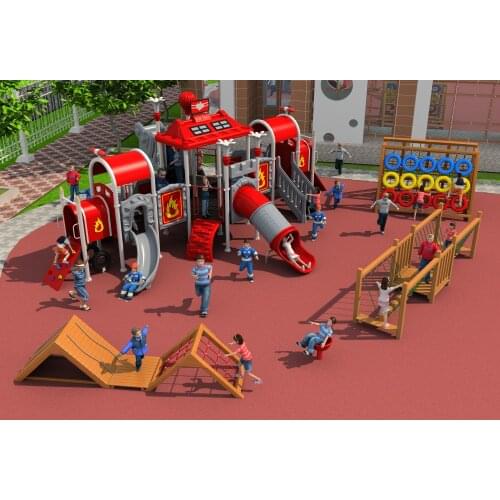 CE,ISO,TUV outdoor playground exported to Romania garden slide fire control type children wooden play equipment YLW-OUT171035