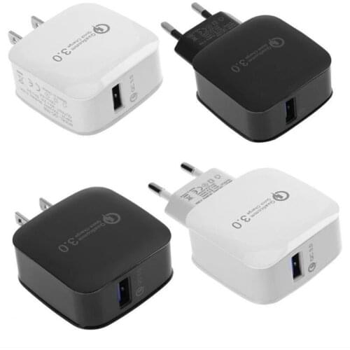 QC3.0 Wall Charger Power Adapter Fast Charging US EU Plug Home Travel Adapter for iPhone 7 8 X Samsung Huawei No Package