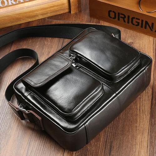 Vintage Men Genuine Leather Shoulder Bag Mens Messenger Bags Male Crossbody Handbag Tote Bags Business Casual Bags For Men