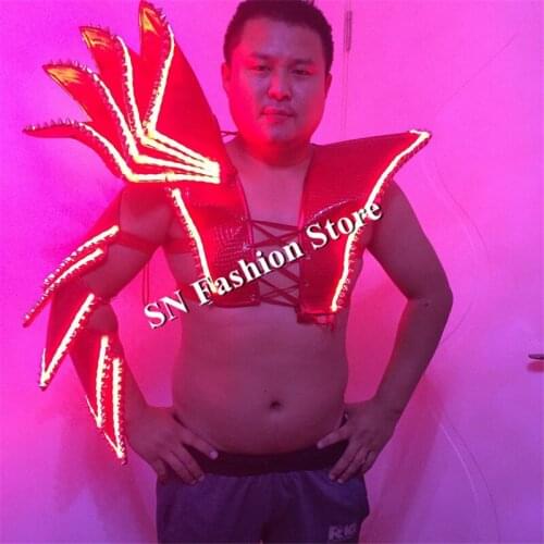 MD16 Ballroom dance LED costumes luminous Nightclub Clothing Illuminate Flashing stage led vest shoulder Party dj disco wears