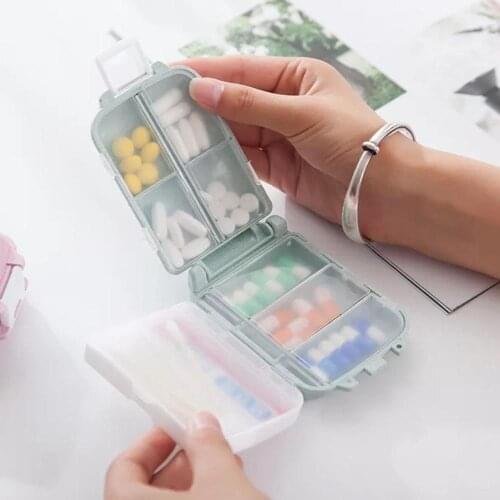 Pill Box Wheat Sealed 10 Grids Pill Container Organizer Health Care Drug Travel Divider 7 Day Pill Storage Bag Travel Pill Case