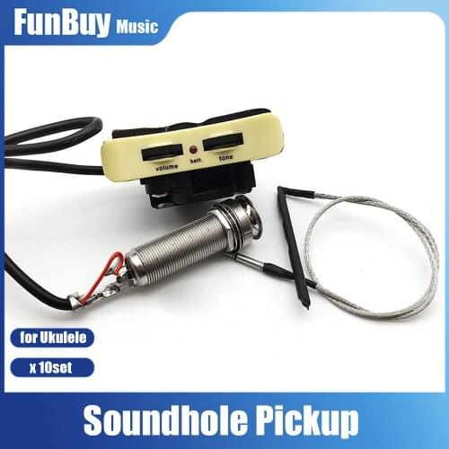 10Set Ukulele Piezo Pickup Soundhole Pickup for Hawaii Mini Guitar with Rod/Soft Piezo Sound Hole Pickup