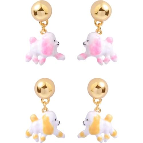 European and American Hand-painted New Products Cute Animal Stud Earrings Female Fashion Temperament Enamel Glaze Puppy Earrings